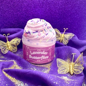 Lavender Butterflies ~ Fluffy Butter Slime ~ Slime Shop ~ Scented Slime ~ Sprinkles