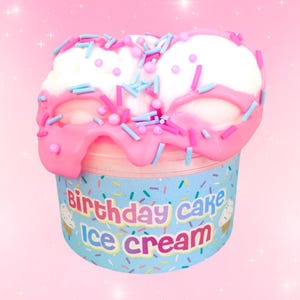 Birthday Cake Ice Cream Slime ~ Fluffy Cloud Butter Hybird Slime ~ Slime Shop ~ Scented Slime ~ Sprinkles ~ Popular  Slime Shop, ASMR,