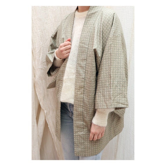 1970's Vintage Japanese Haori light green kimono /