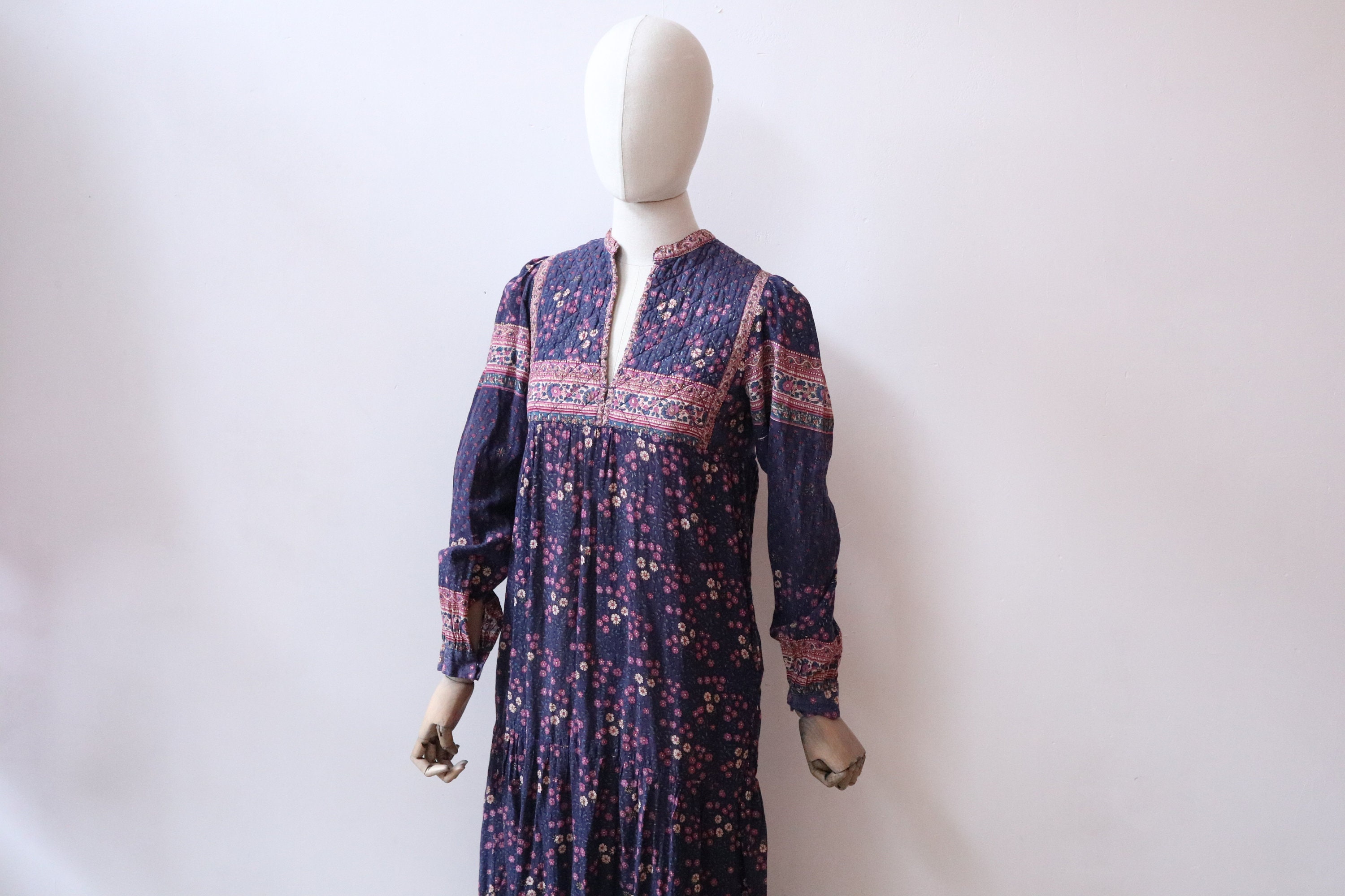 Handmade 70’s Style Indian Gauze Maxi Dress Size M 