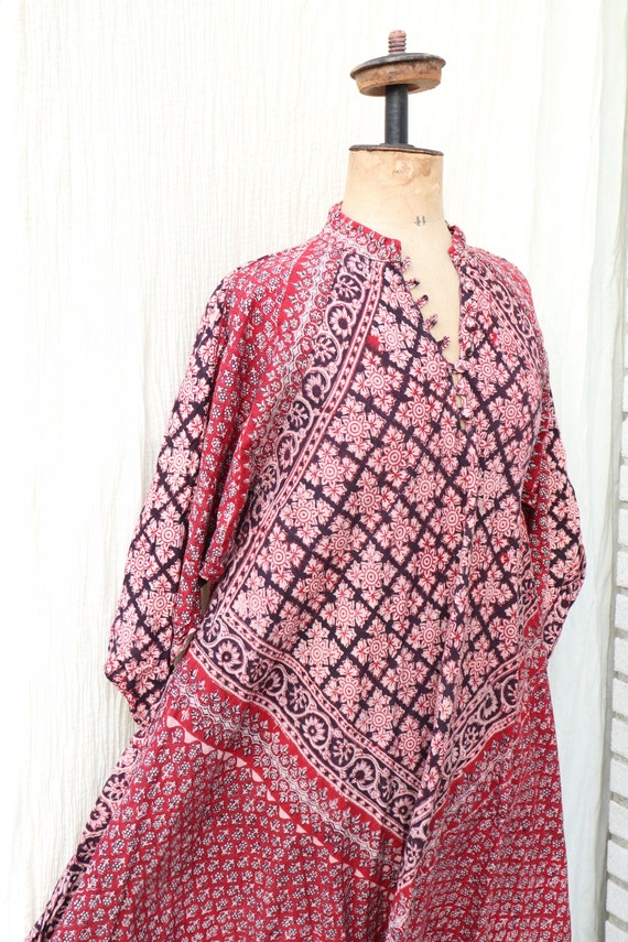 1970's Vintage floral hand block printed Indian co