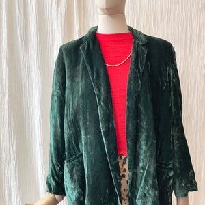 blazer vintage de terciopelo suave verde oscuro de los años 1980 talla M/L imagen 2