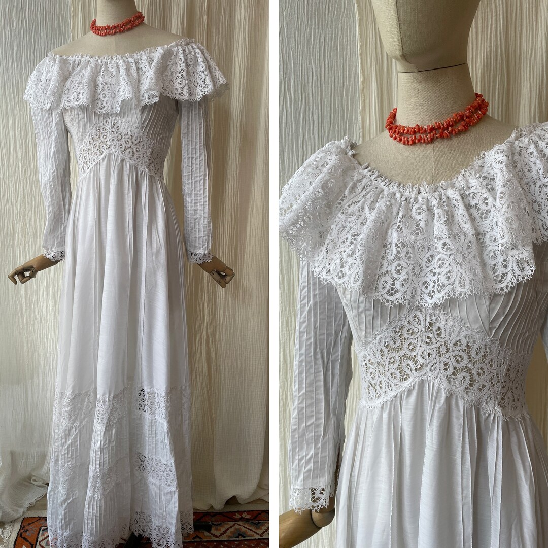 1950s White Mexican Wedding Dress