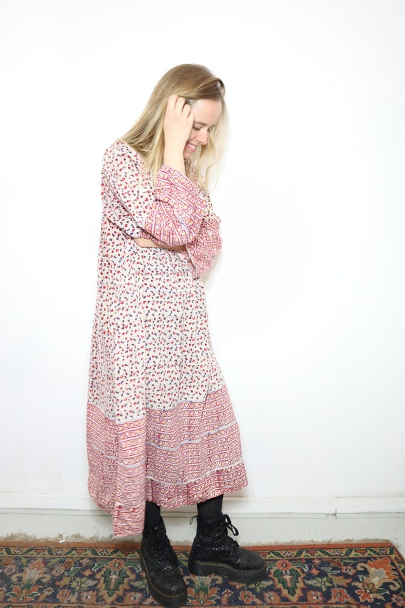 1970's Vintage Indian cotton bohemian floral midi