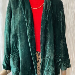 blazer vintage de terciopelo suave verde oscuro de los años 1980 talla M/L imagen 4