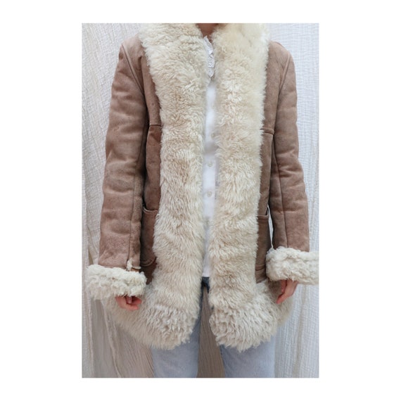 1970's Vintage sheepskin suede winter coat / 1970'