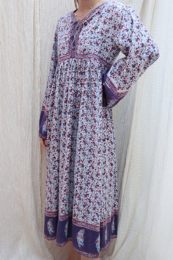 1970's Vintage Indian cotton midi dress / Vintage