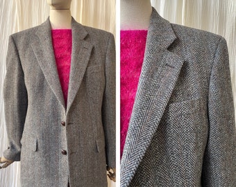 Vintage 1980er Wolle Harris Tweed Blazer Größe L