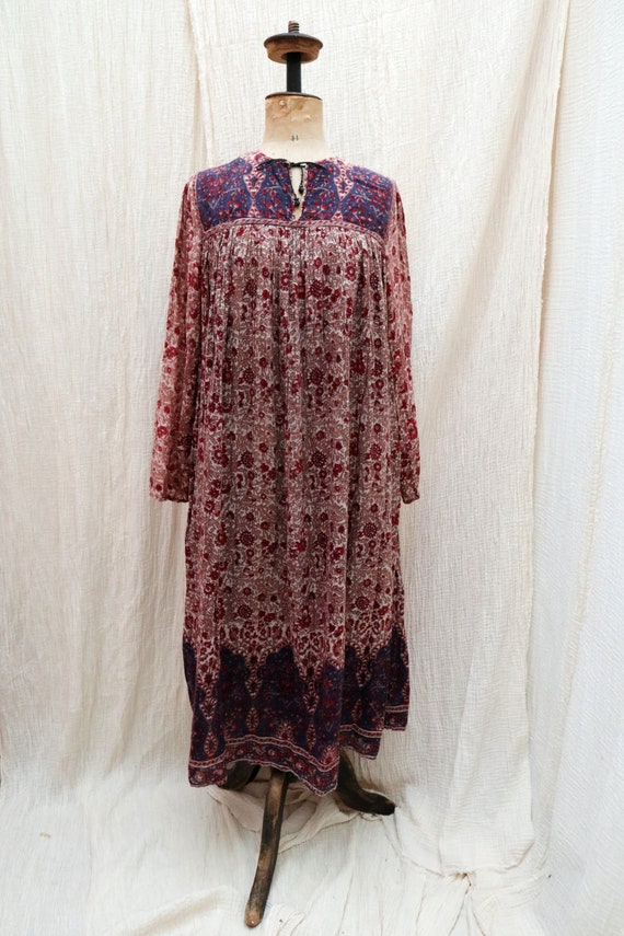 Rare 1970's vintage Wings Indian cotton gauze midi