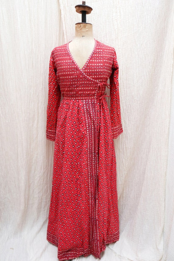 Rare 1970's vintage Indian cotton floral hand bloc