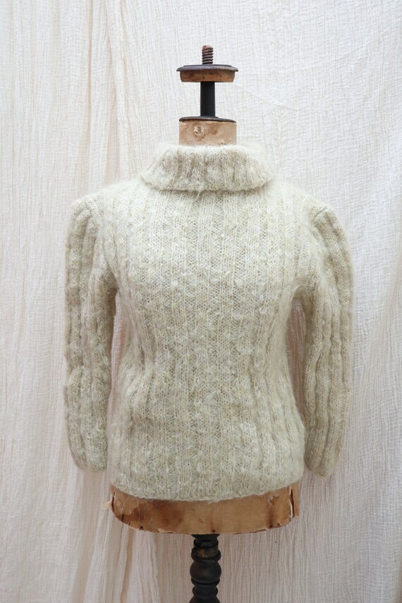 Vintage light mohair wool knitted turtleneck jumpe