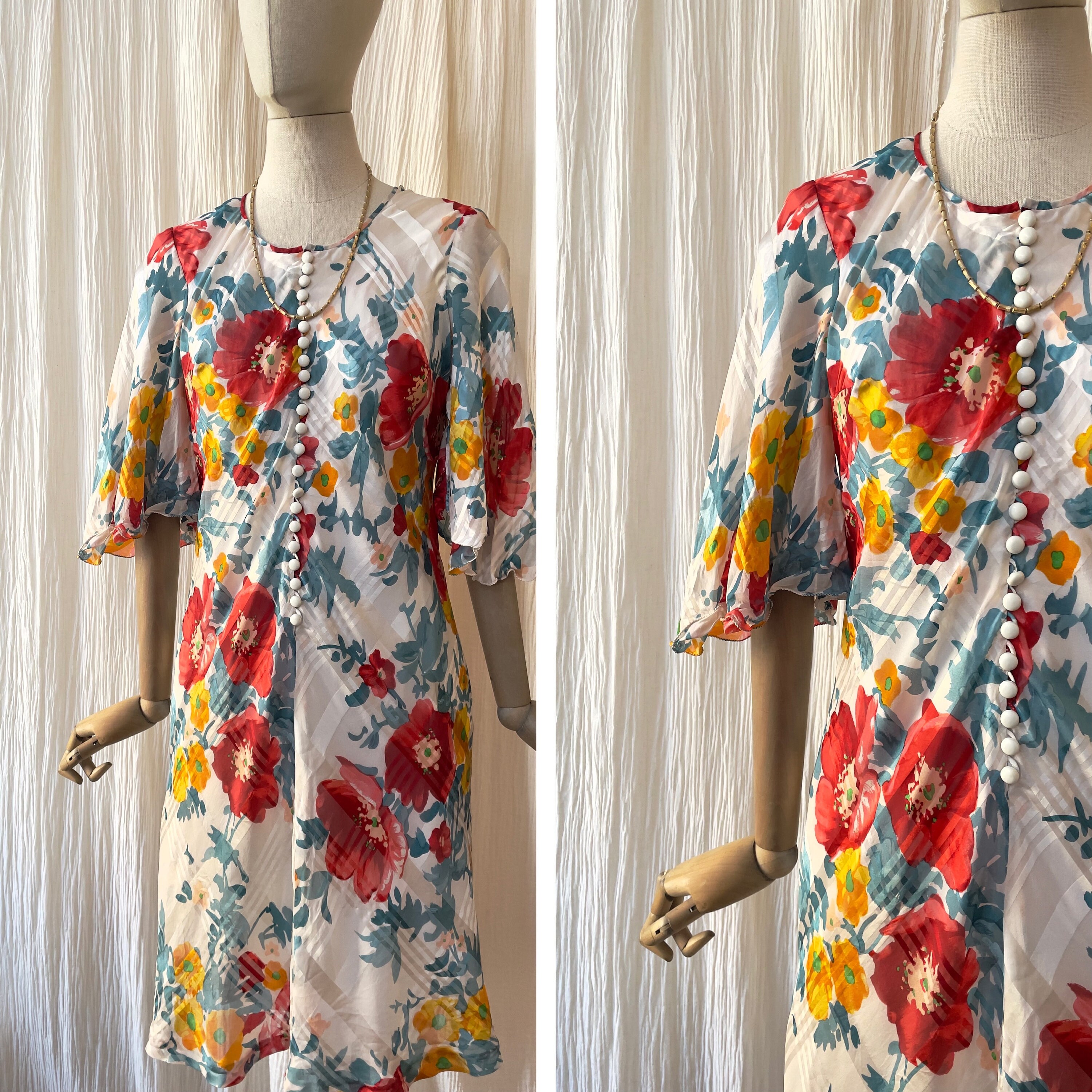 vintage floral button dress main image 0