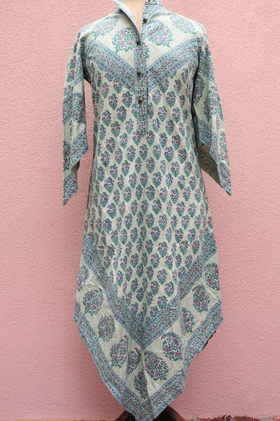 Rare 1970's Vintage Indian cotton hand block print