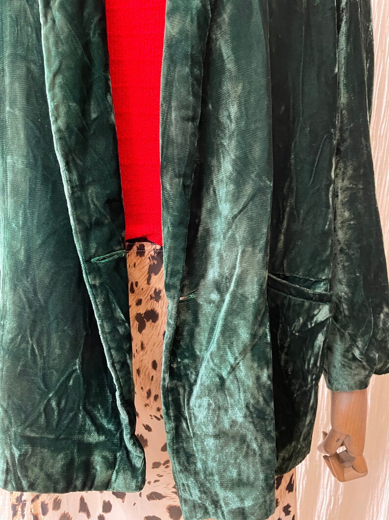 blazer vintage de terciopelo suave verde oscuro de los años 1980 talla M/L imagen 6