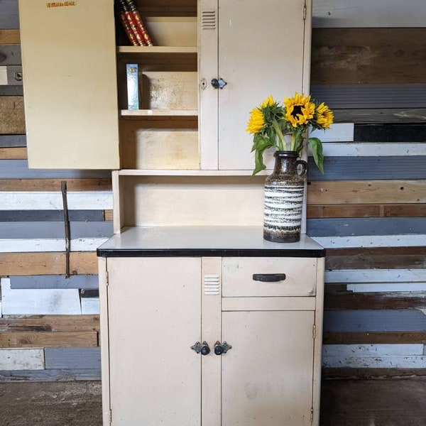 Vintage industrial metal kitchen dresser larder cupboard kitchen Storage