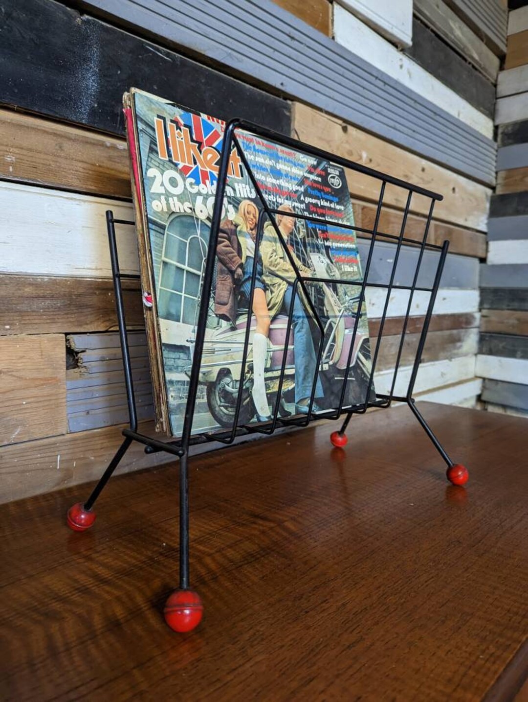Vintage Retro Mid Century Metal Magazine Rack Holder Record LP Vinyl ...