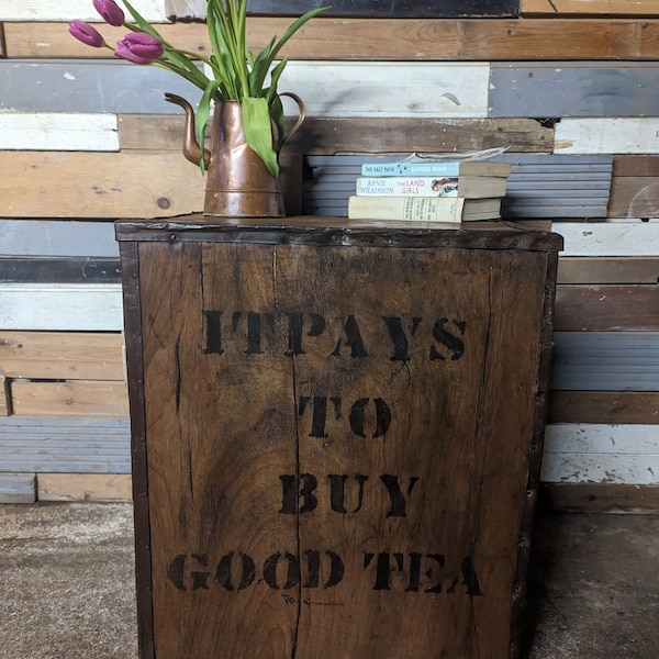 Vintage Mid Century Tea Chest Bedside side table free UK delivery