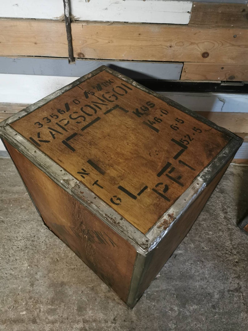 Vintage Retro Mid Century Old Tea Chest Box Storage Bedside Etsy