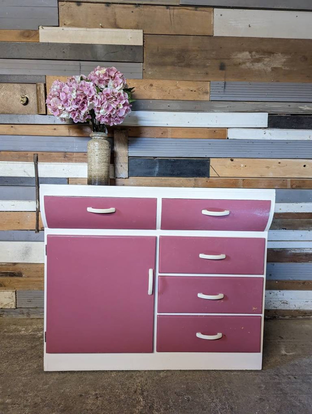 Mid Century Remploy Kitchen Dresser Distressed Kitchen Storage Etsy UK