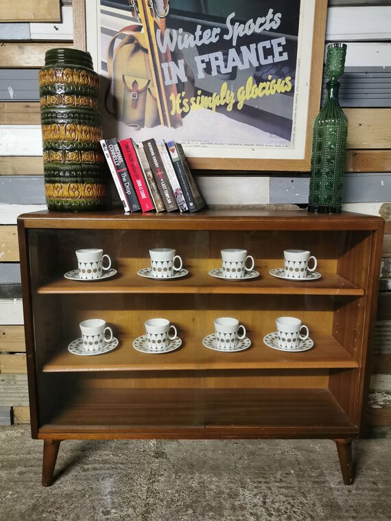 Vintage Retro Mid Century China Cabinet Bookcase Room Divider Etsy