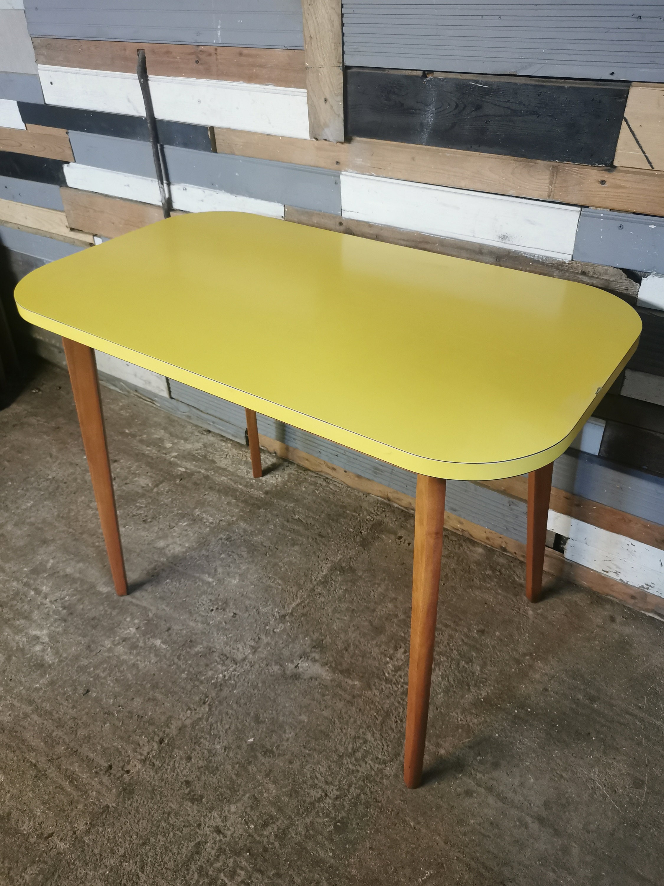 Vintage Retro Mid Century 1960s yellow formica kitsch dining Etsy