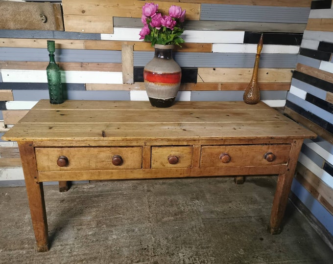 Vintage Antique Pine Hall Table / Kitchen Prep Table / Side Etsy