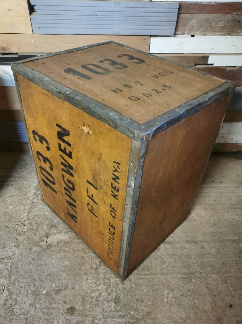 Vintage Retro Mid Century Old Tea Chest Box Storage Bedside Etsy