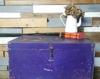 Vintage purple painted trunk bedroom storage living room storage coffee table free delivery