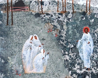 Appearance of Christ, original print on natural canvas and stretcher of modern icon, made by Ivanka Demchuk
