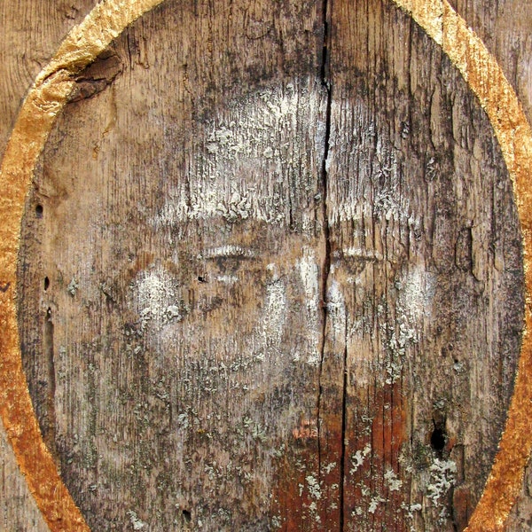 Visage du Christ, impression originale sur toile naturelle et châssis représentant une icône moderne, réalisée par Arsen Bereza (art 33 après JC)