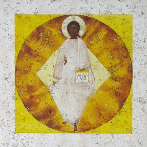 Christ in Glory, originele giclee full colour print op natuurlijk canvas en spieraam van modern icoon, gemaakt door Ivanka Demchuk