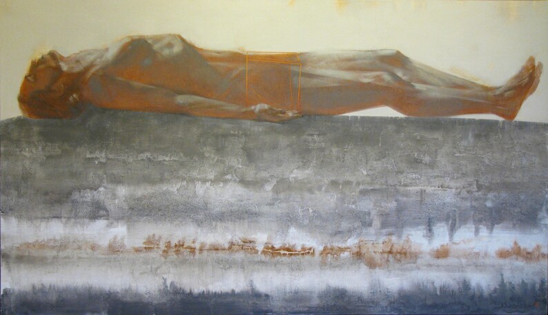 Shroud of Christ made by Ivanka Demchuk original print on natural canvas and stretcher of modern icon
