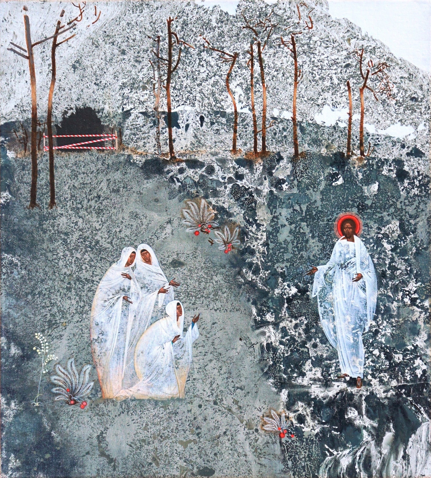 Appearance of Christ, original giclee full colour print on natural canvas and stretcher of modern icon, made by Ivanka Demchuk