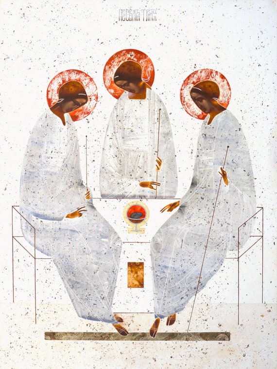 Trinity, giclee quality art print on canvas, of original icon by Ivanka Demchuk