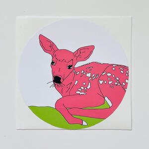 pink baby deer sticker