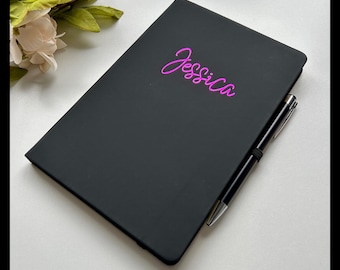 Personalised notebook - A5 note book, journal, gift boxed with matching pen, teacher, uni, exam results, valentines.  Choice of colours