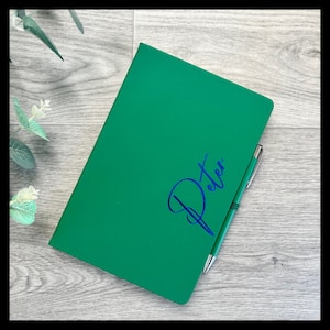 Personalised A5 notebook/journal with matching pen and gift box. Choice of notebook and font colours. Thank you, teacher, valentines, gift. image 5