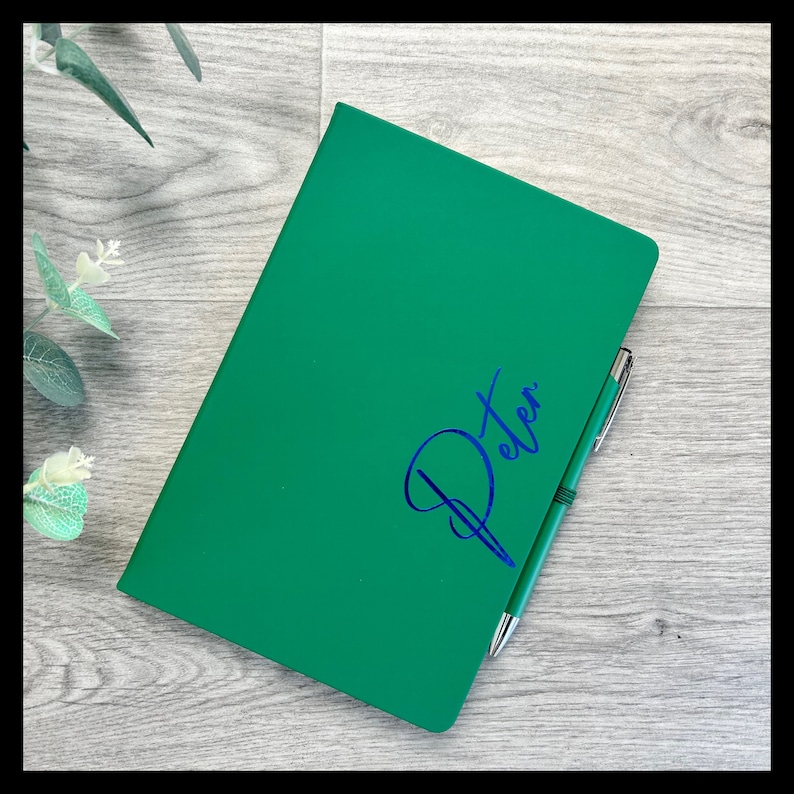 Personalised A5 notebook/journal with matching pen and gift box. Choice of notebook and font colours. Thank you, teacher, valentines, gift. image 5