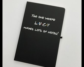 Personalised 'Friends' inspired notebook - A5 notebook, journal, black with white font, white with black font, gift