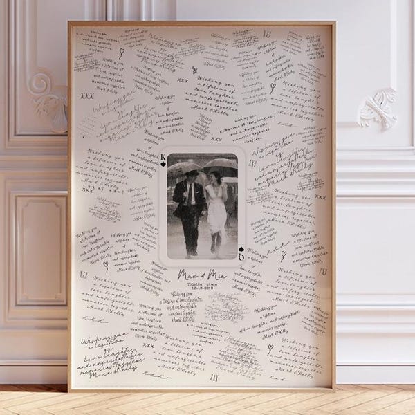 wedding signature photo Poster alternative guest book custom wall art Vintage Ace of Clubs print for bride and groom wedding signs