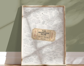 wedding signature Poster alternative unique guest book custom wall art Vintage ticket stub ticket print wedding signs the marraggie club