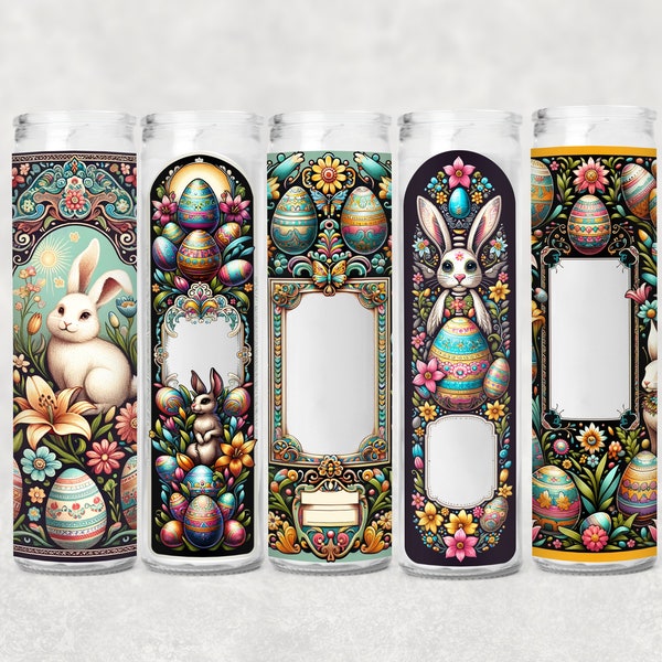 Happy Easter Tall Cylinder prayer Candle custom PNG bundle Labels stickers templates , memorial , Feast Day Celebration