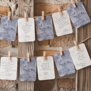 Livre d'or pour mariage à destination de jeu de cartes | Livre d'or portable personnalisé avec photo de fiançailles | Cartes de poker pour voyage, mariage, bleu crépuscule