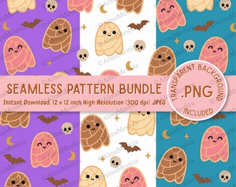 Conchas Ghosts pattern bundle PNG - Dia de Muertos- Pan Dulce Pattern - Digital Download High Resolution JPG