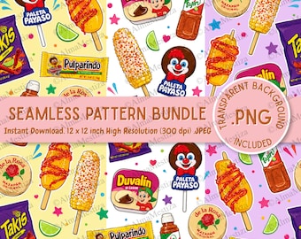 Mexican snacks pattern bundle PNG - Digital Download High Resolution JPG