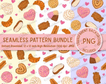 Hand Drawn Mexican Pan Dulce bundle PNG - Digital Download High Resolution JPG