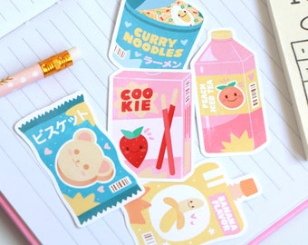 CUTE SNACKS STICKERS | 5 stickers pack | Food stickers / cute packagings | Phone / Laptop / Bujo stickers | Japanese snacks