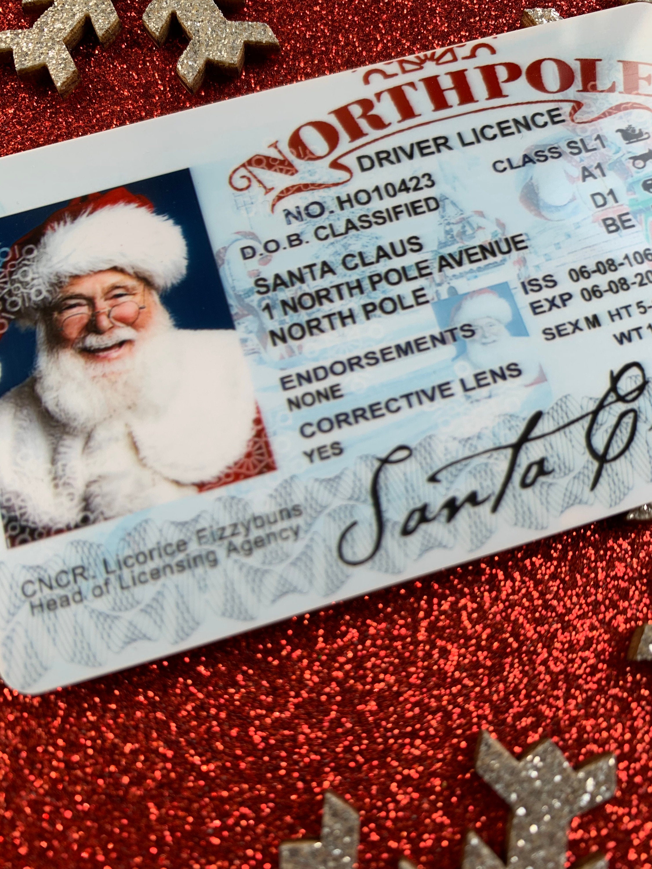 Santa&#39;s Sleigh / Lost Driving License/ Santa License / Santa Driving License / Santa sack / Christmas decorations