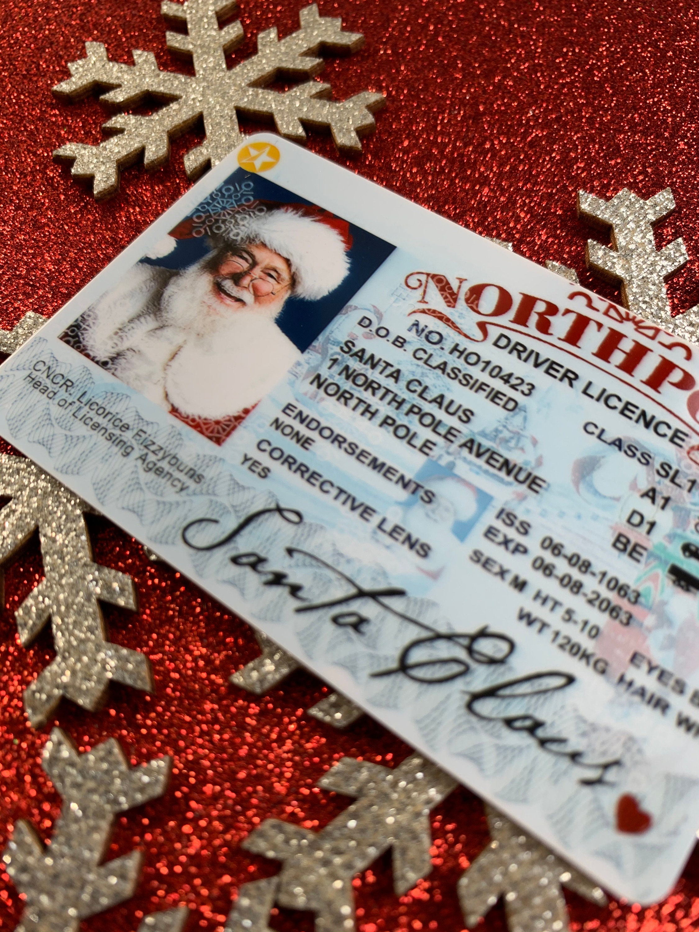 Santa&#39;s Sleigh / Lost Driving License/ Santa License / Santa Driving License / Santa sack / Christmas decorations