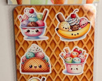 Ice Cream Stickers: Whimsical Vinyl Decals for Laptops, Water Bottles